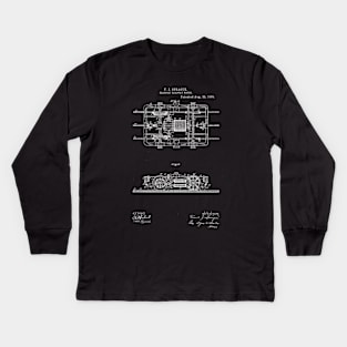 Electric Railway Motor Vintage Patent Hand Drawing Kids Long Sleeve T-Shirt